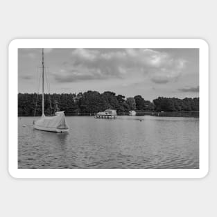 A view over Wroxham Broad in the Norfolk Broads National Park Sticker